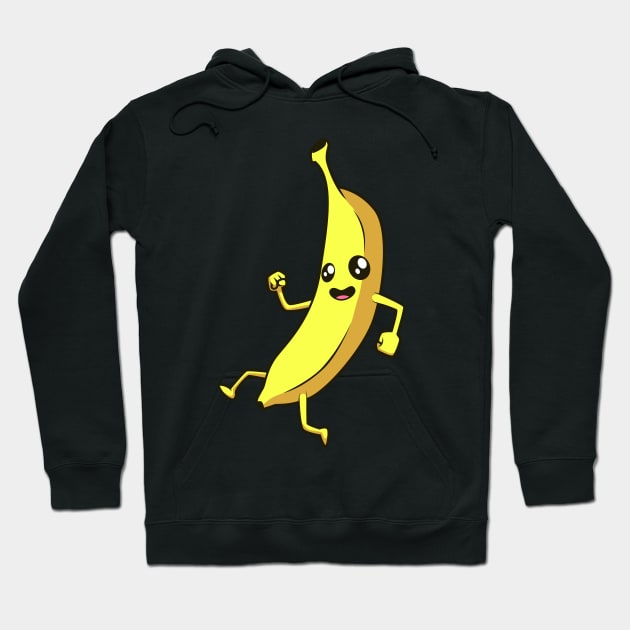 Kawaii Cartoon Banana Hoodie by Modern Medieval Design